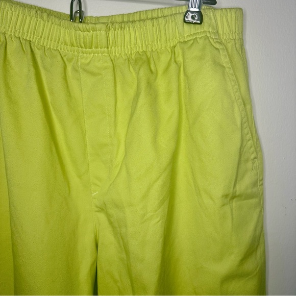Vintage Wide Leg Bright Green Elastic Waist CABIN CREEK Cotton Pants, M - Picture 6 of 7